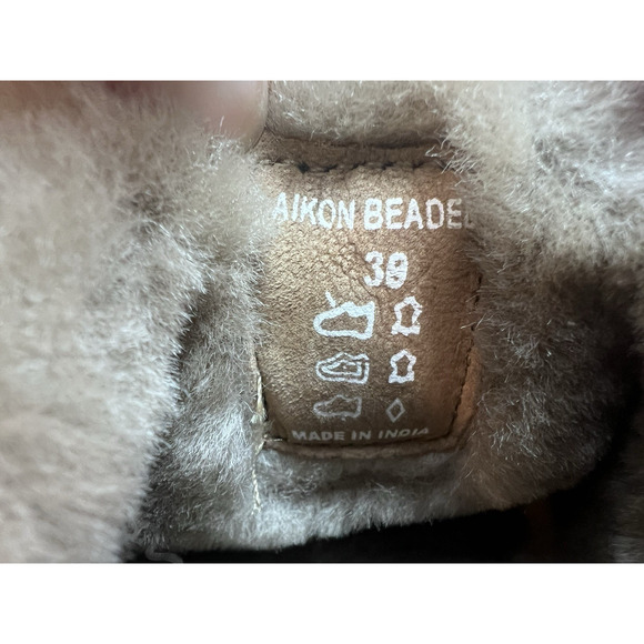 Laidback London Women's Handmade Boho Beaded Slide Slippers Sz38 (7.5) Fur Lined - Picture 11 of 11